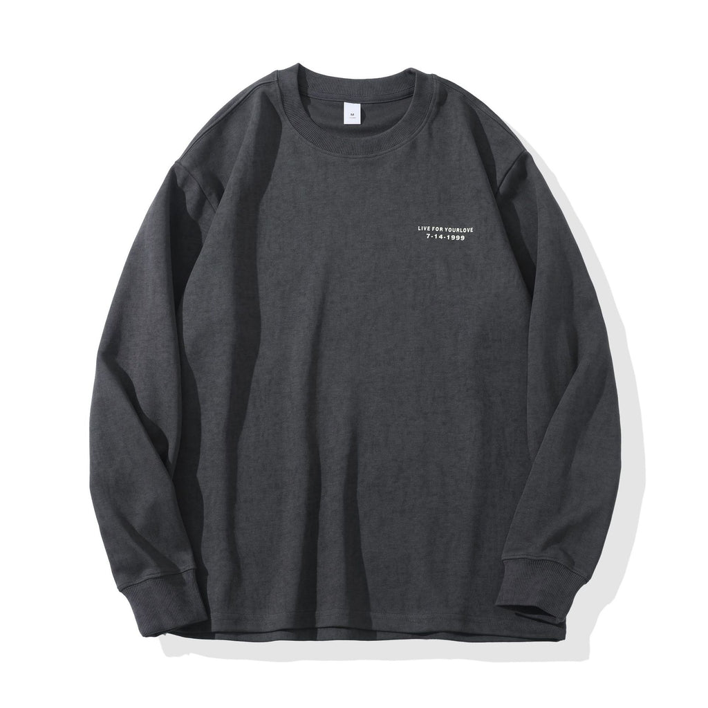 Minimalist Casual Solid Color Long Sleeve Crew Neck Men's T-Shirt