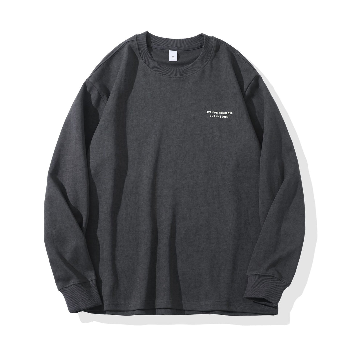 Minimalist Casual Solid Color Long Sleeve Crew Neck Men's T-Shirt